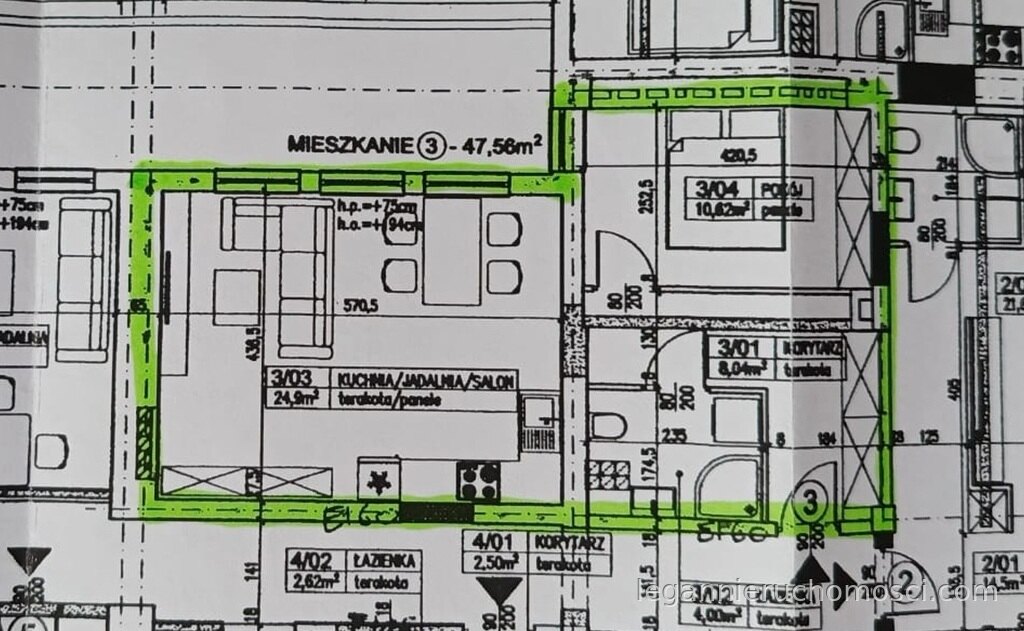 2-pokojowe mieszkanie, 47,56 m², Strzelce Krajeńskie